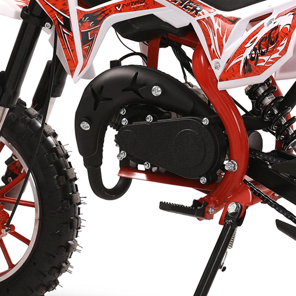 AQMD 49cc 2-Stroke Kids Dirt Bike, Gas Power Motocross, Off Road Mini Motorcycle, Pocket Motorbike with Front Rear Disc Brakes, Racing Max Speed 40KM/H (Red)