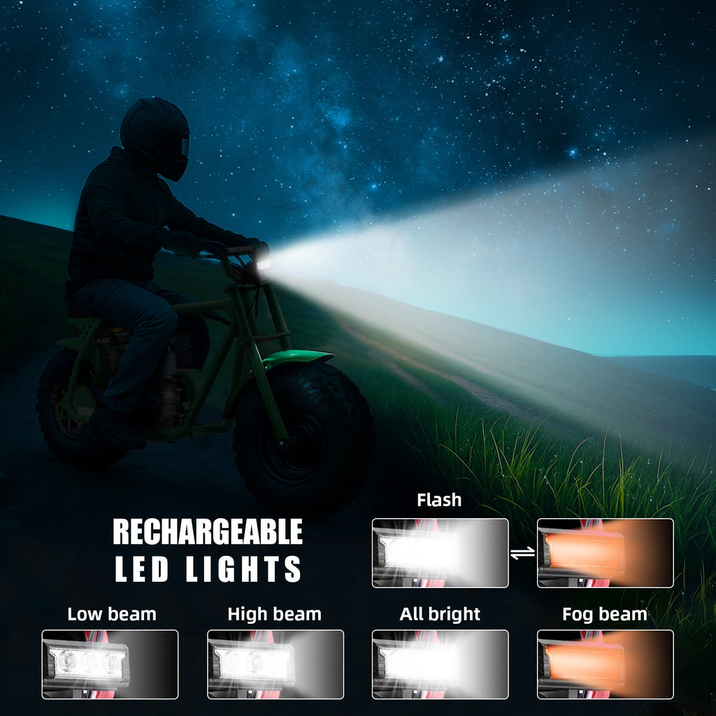 99cc Dirt Bike, Gas Powered, 4-Stroke with LED Headlight, 25MPH Minibike Trail Bike, Pull Start, Poucket Bike for Teenager and Adult, Summer Gift