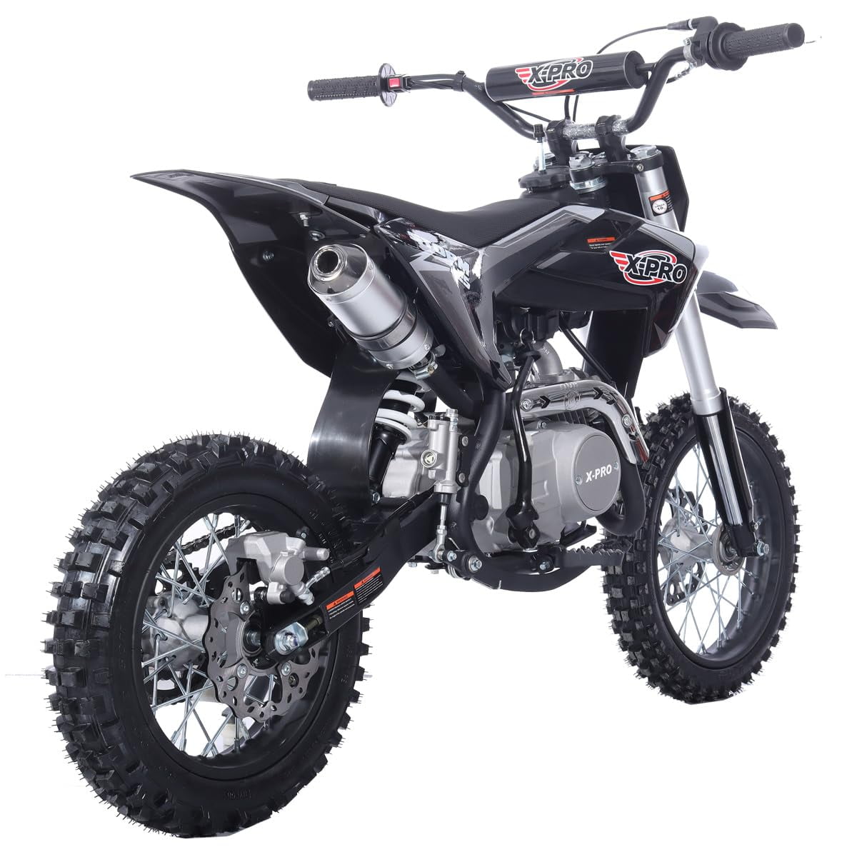 X-Pro Brand New Storm 125cc Dirt Bike with 4-Speed Semi-Auto Transmission, Kick Start, Big 14"/12" Tires!