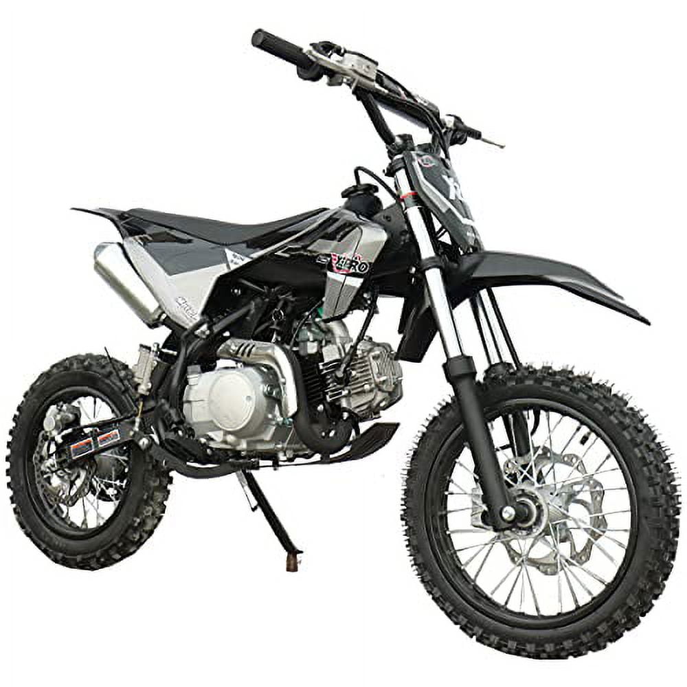 X-Pro Brand New 125cc Gas Pit Dirt Bike with 4-Speed Manual Transmission, Kick Start, 14"/12" Tires!