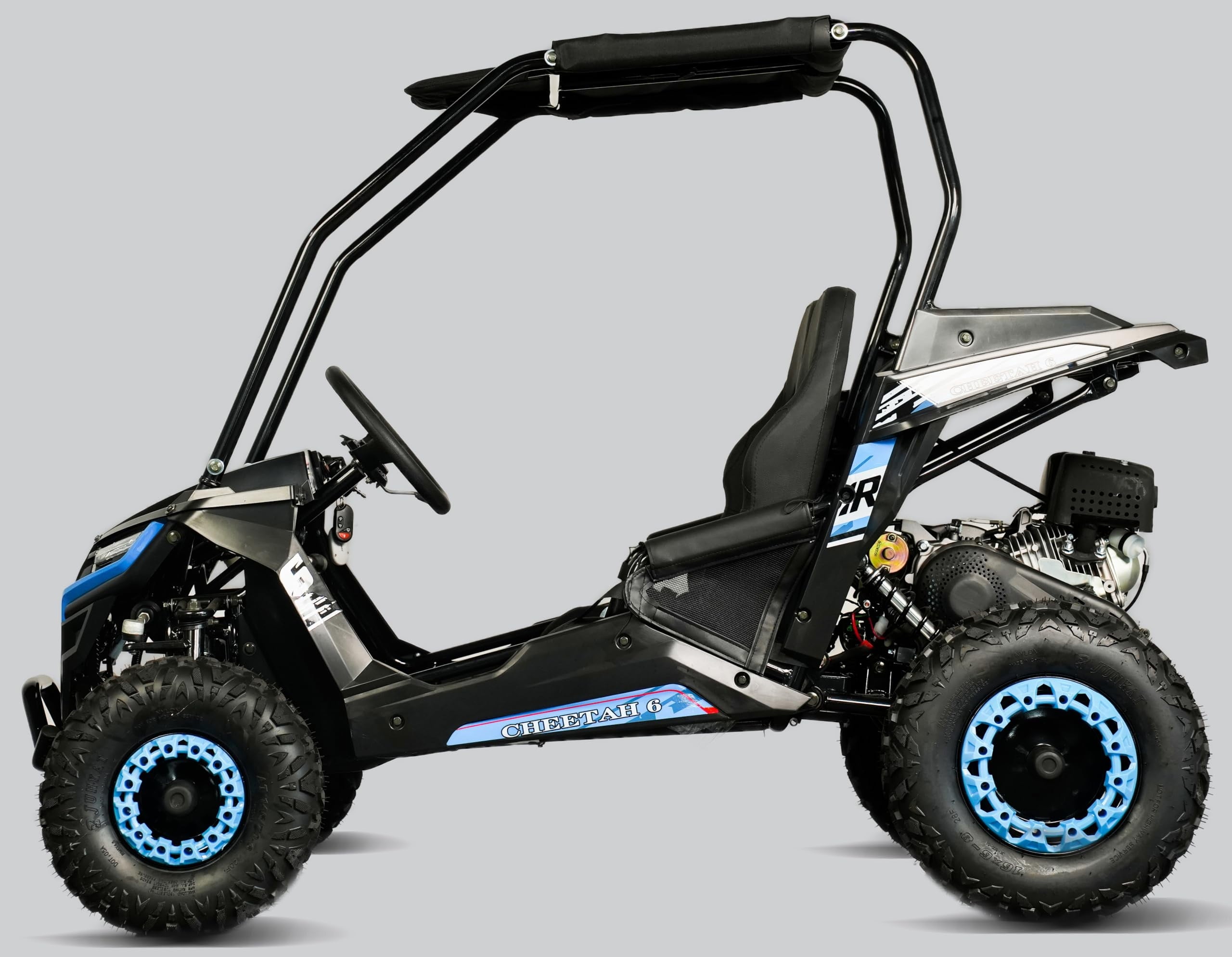 TrailMaster Cheetah 6 Youth Go-Kart - 163cc 5.5HP Engine, 4-Point Safety Belt, Remote Kill, Speed Governor, Suitable for Kids 6-12. with Pre-Assembled Version Now! (Pre-Assembled, Blue)