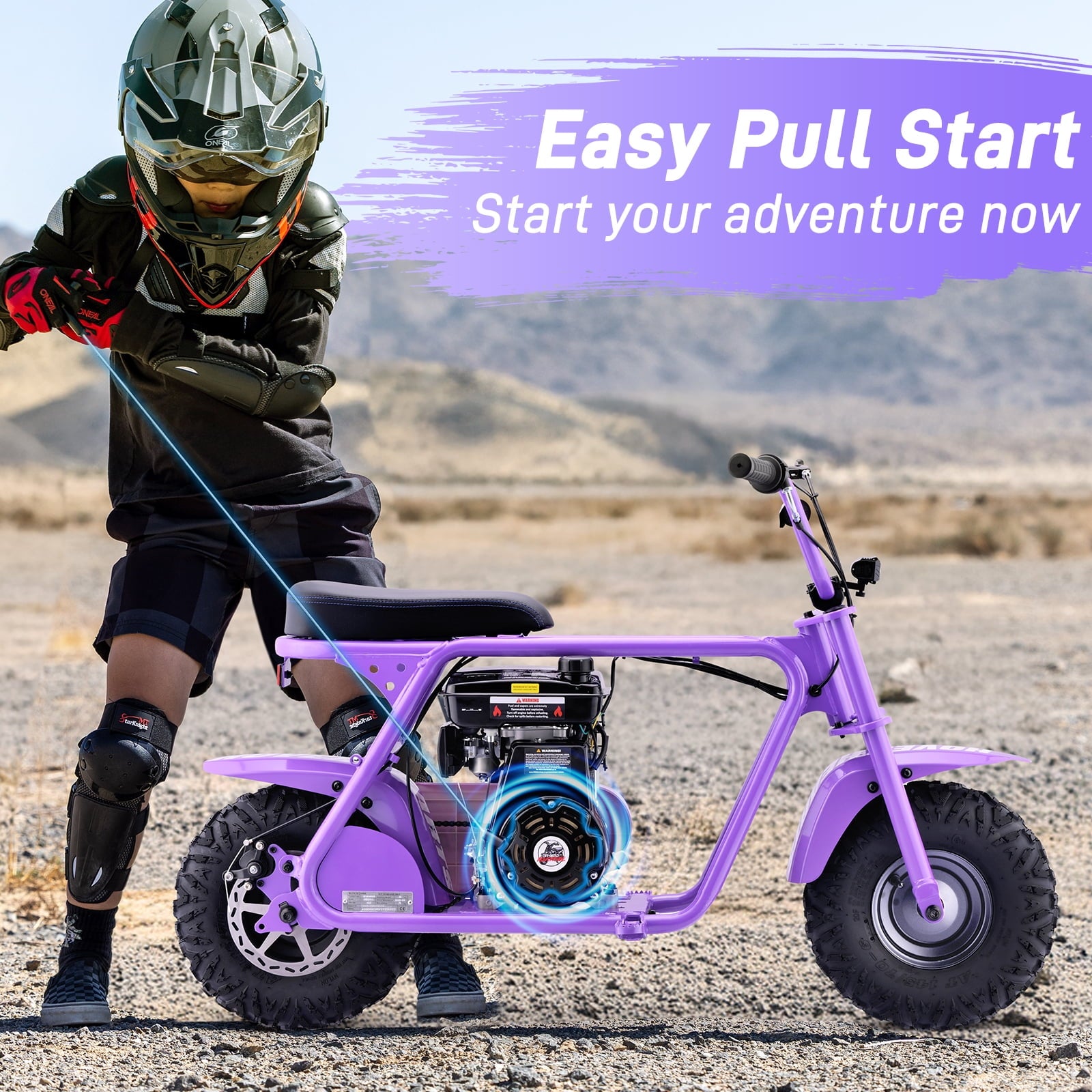 Aoemoe 99CC MB001 Gasoline Mini Dirt Bike,4-Stroke 18MPH Off Road Motorcycle, Weight Support Up to 165 LBS - Purple