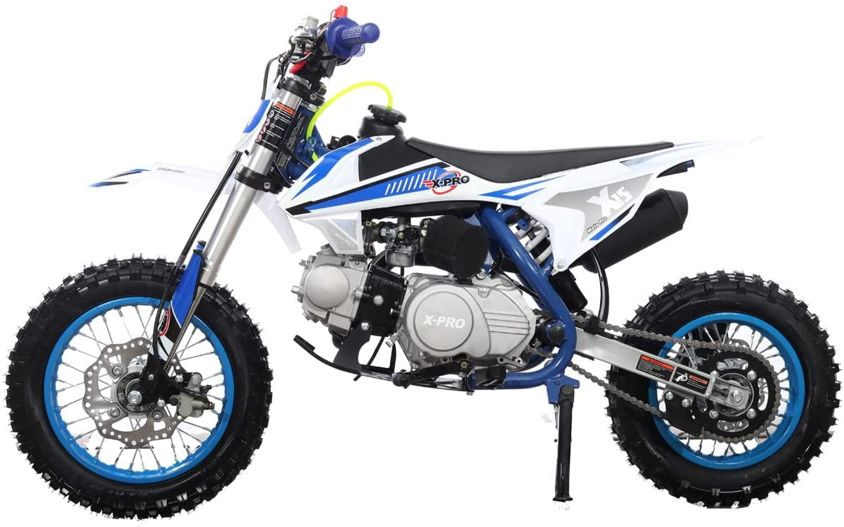 X-Pro Brand New 110cc Dirt Bike, Semi-Automatic Transmission Kick Start Chain Drive 12"/10" Wheels