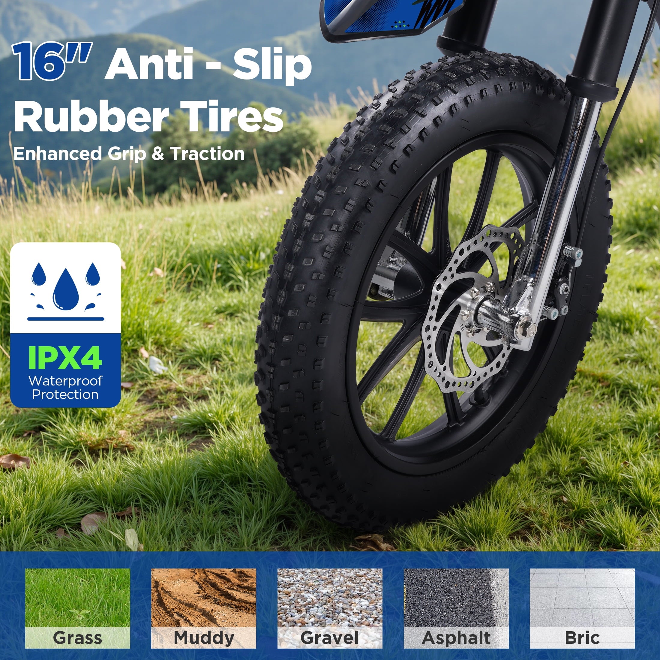 Hijoke 36V Electric Dirt Bike, 900W Electric Motorcycle for Teens, 22 MPH Speed & 16 Miles Range, 10.4Ah Battery Powered Ride on Dirt Bicycle with 16" Tire and Dual Disc Brakes, 220LBS Load, Blue