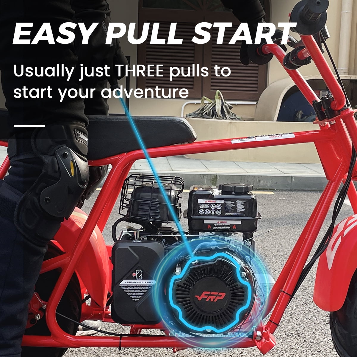 FRP Basic Package GMB100 Gas Powered Mini Dirt Bike 99CC for Kids and Adult, 24MPH Off Road Motorcycle, Weight Support Up to 185 LBS - Red