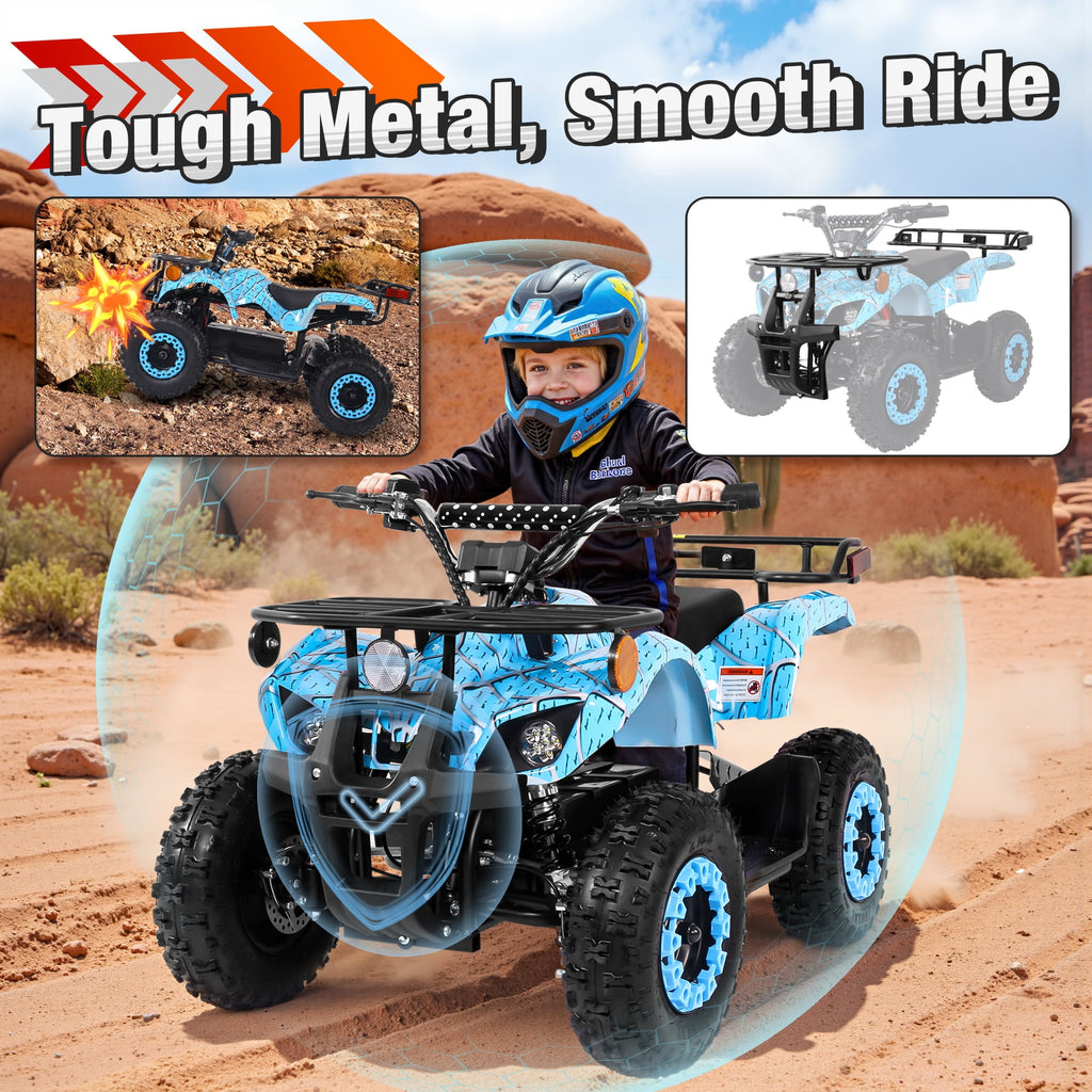 36 Volt Ride on Toys for Big Kids, Electric 4 Wheeler ATV with 500w Motor, Speed Control, Metal Frame, Suspension, Blue