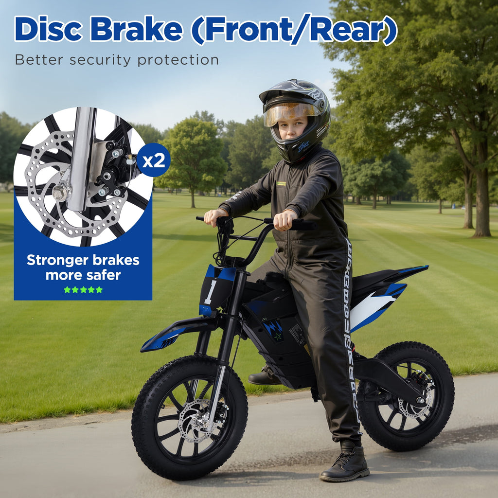 Hijoke 36V Electric Dirt Bike, 900W Electric Motorcycle for Teens, 22 MPH Speed & 16 Miles Range, 10.4Ah Battery Powered Ride on Dirt Bicycle with 16" Tire and Dual Disc Brakes, 220LBS Load, Blue