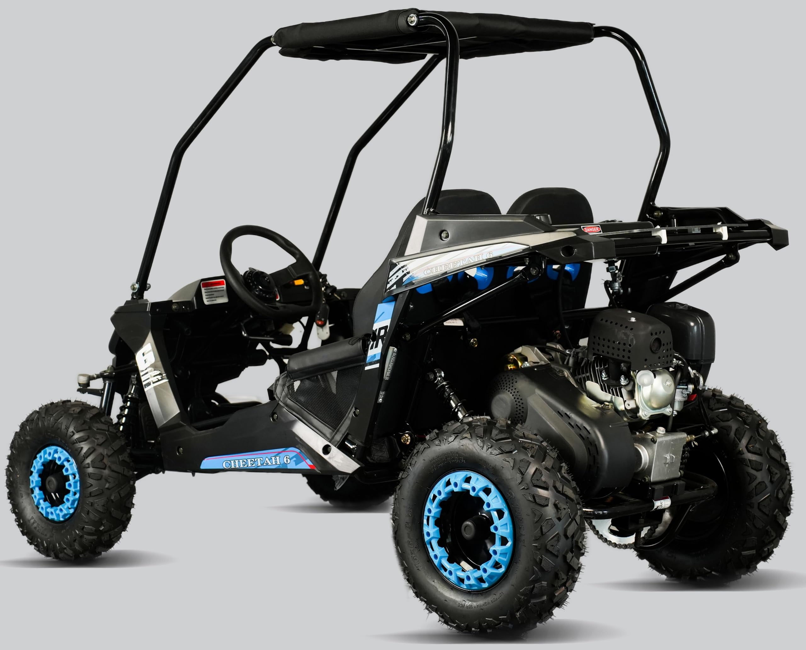 TrailMaster Cheetah 6 Youth Go-Kart - 163cc 5.5HP Engine, 4-Point Safety Belt, Remote Kill, Speed Governor, Suitable for Kids 6-12. with Pre-Assembled Version Now! (Pre-Assembled, Blue)