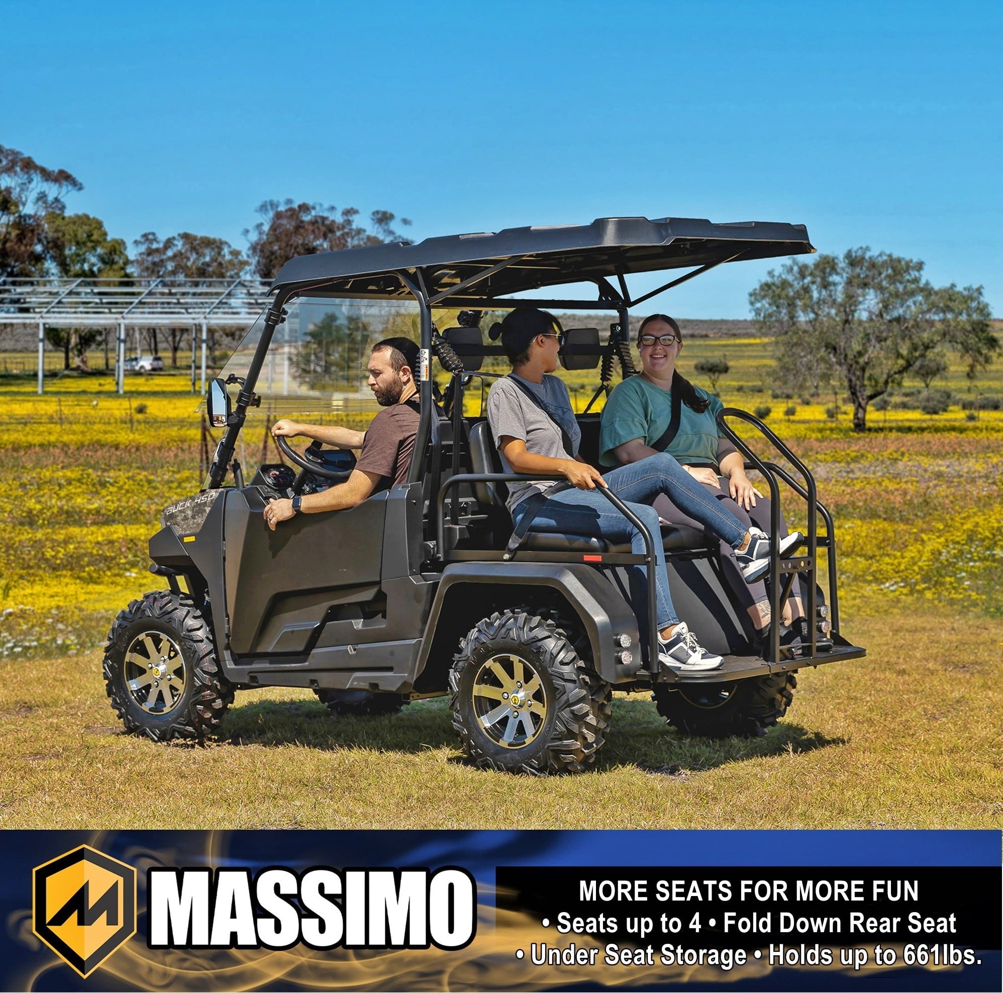 Massimo Buck 450X Side by Side UTV 4 Seat Golf Cart EFI 4 Stroke 352cc/25 HP with Touchscreen - Camouflage