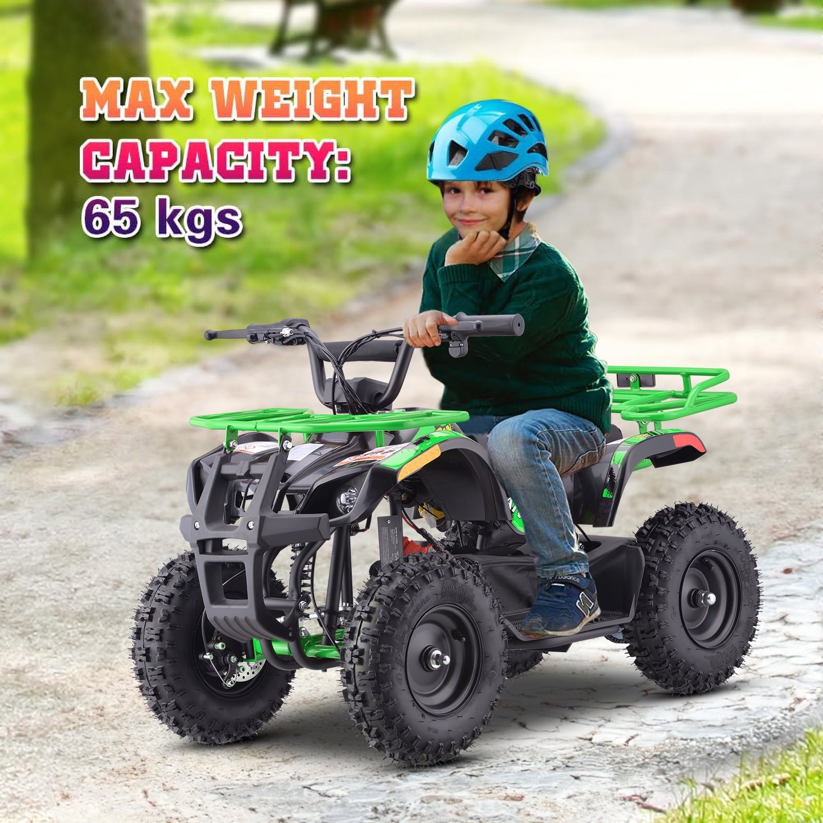 QEASET 36V 4 Wheelers Electric ATV,15mph Max Speed,Parent Speed Control,Dual Suspensions,Age 13+