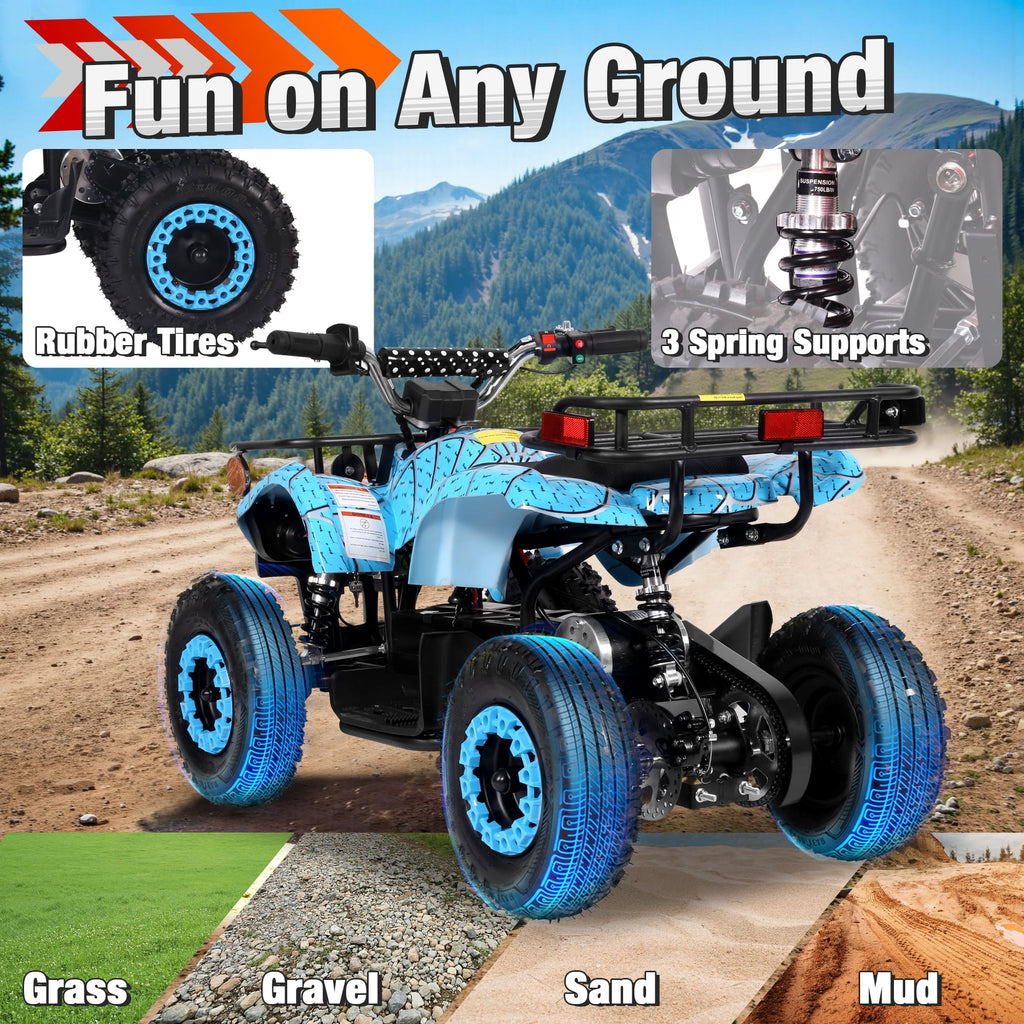 36 Volt Ride on Toys for Big Kids, Electric 4 Wheeler ATV with 500w Motor, Speed Control, Metal Frame, Suspension, Blue