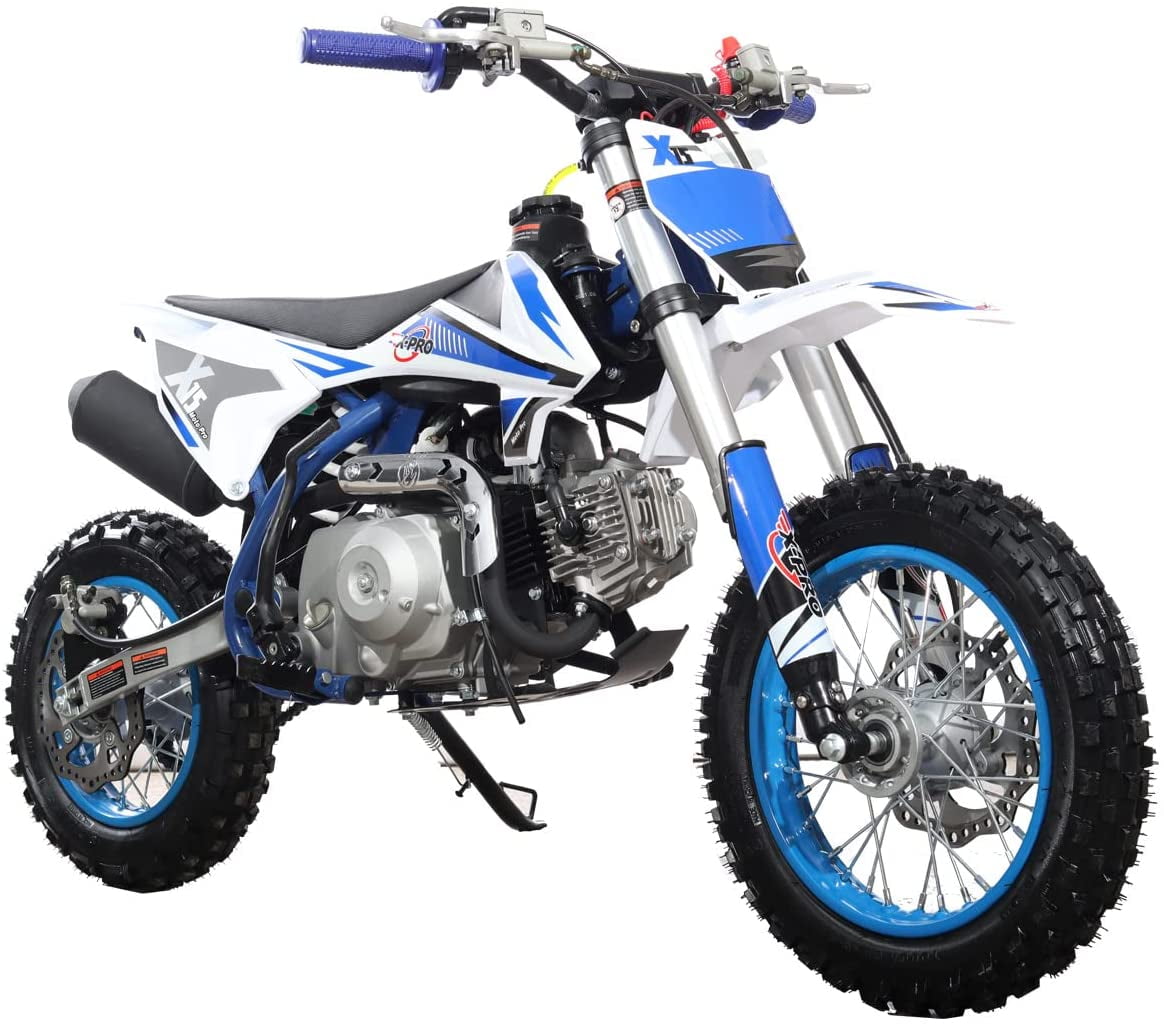 X-Pro Brand New 110cc Dirt Bike, Semi-Automatic Transmission Kick Start Chain Drive 12"/10" Wheels