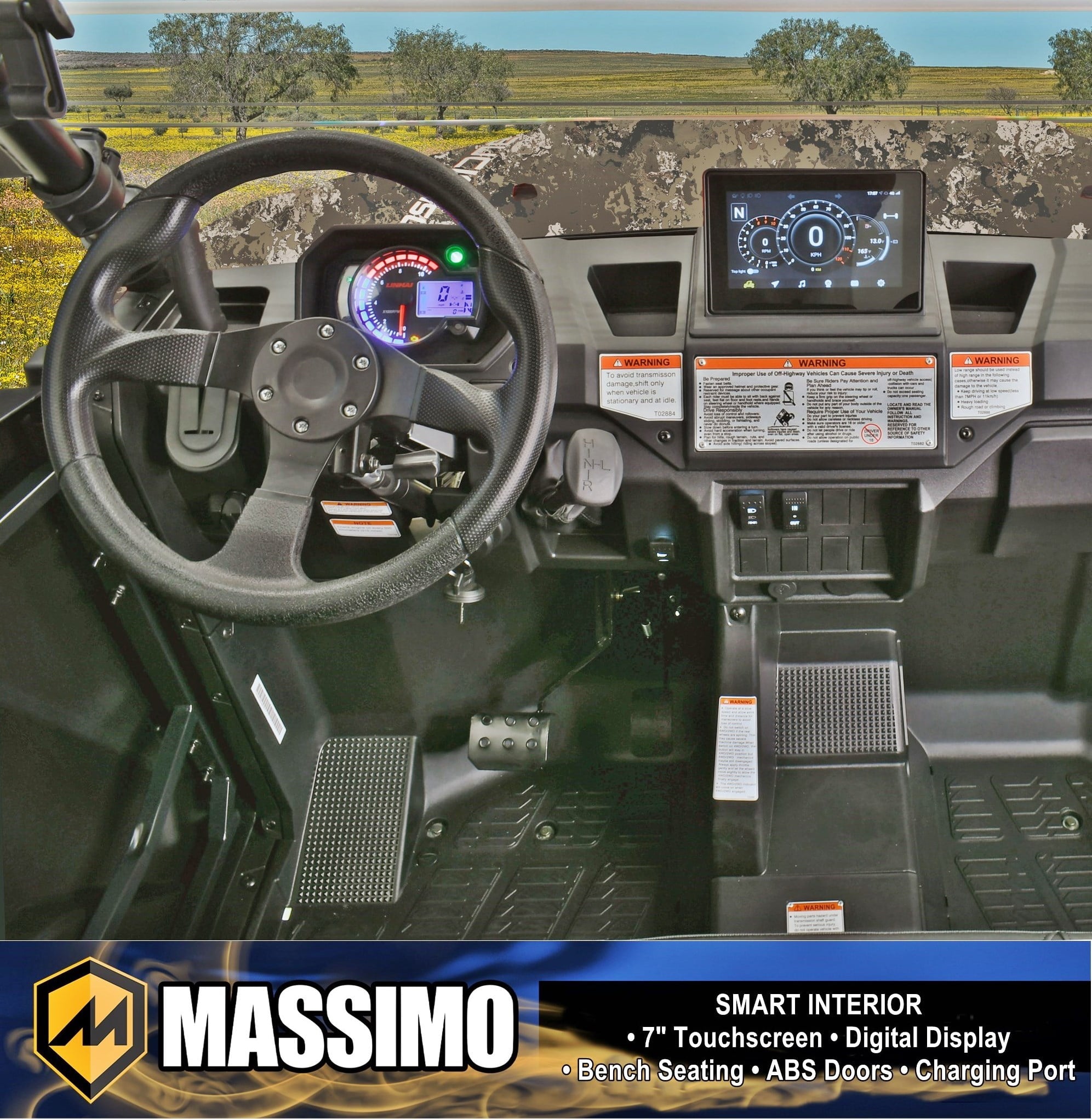 Massimo Buck 450X Side by Side UTV 4 Seat Golf Cart EFI 4 Stroke 352cc/25 HP with Touchscreen - Camouflage