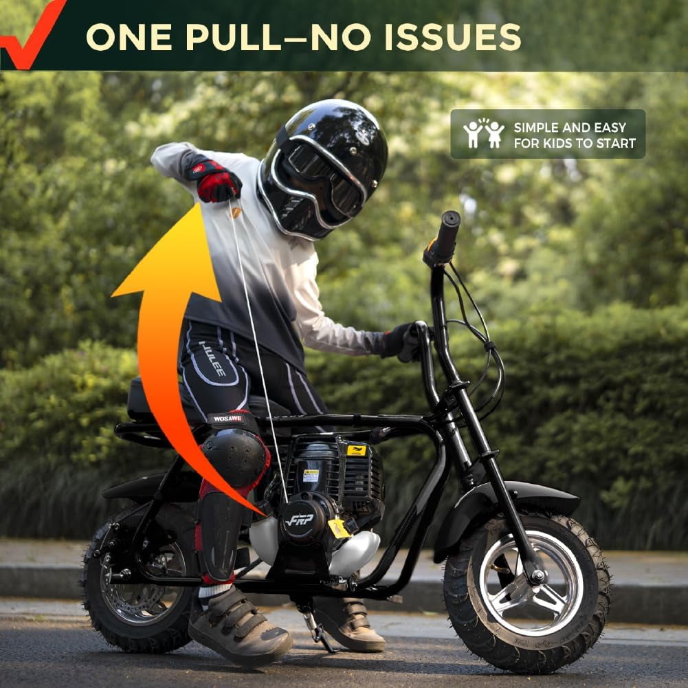 FRP 40CC Mini Dirt Bike, 4-Stroke  Kids Mini Bike with Pull Start, Easy to Assemble Mini Pit Bike, 18 Mph Max Speed and Support Up to 165 LBS (Black)