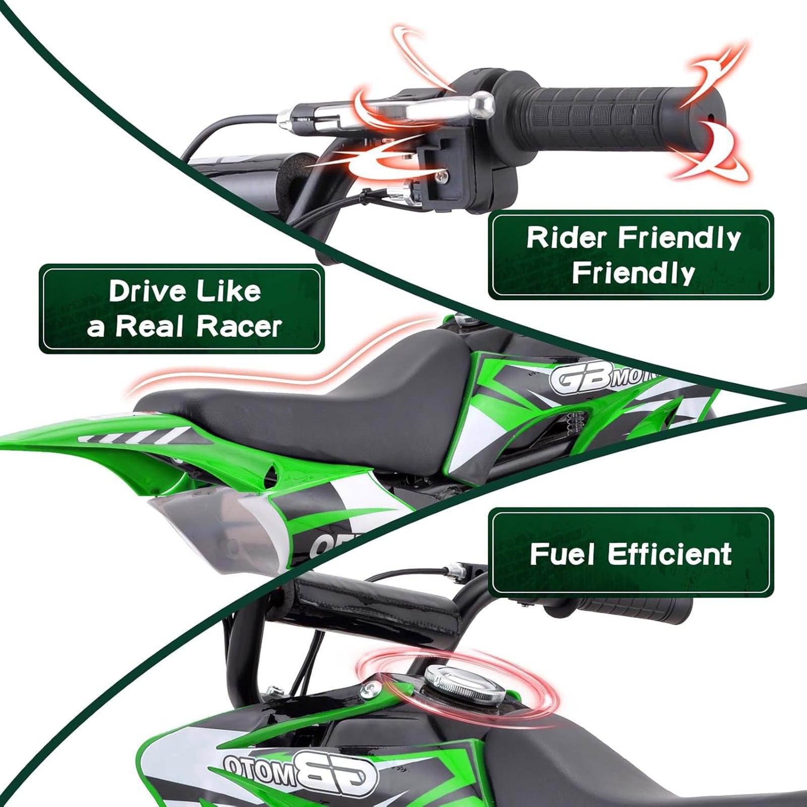 Mini Kid Dirt Bike, 49 CC 2-Stroke Gas Bike with Off-Rode Tire, Suspensions, Up to 20Mph