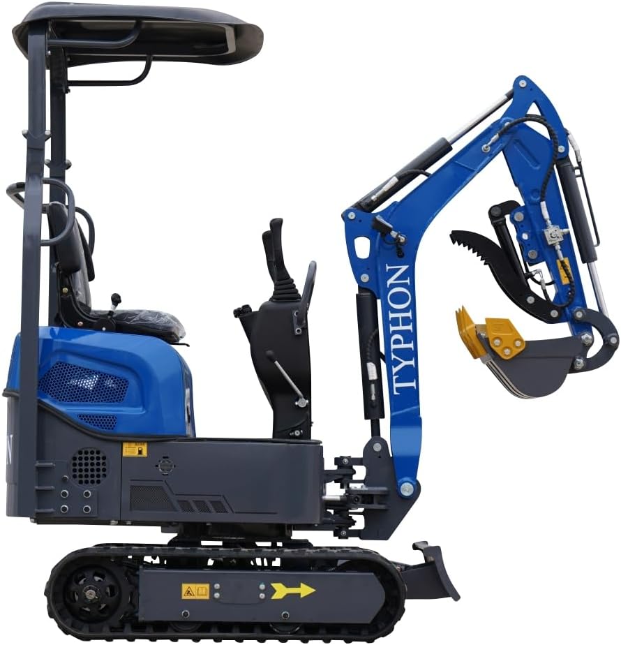 TYPHON Storm Mini Excavator - 1.1 Ton Trench Digger with Boom Swing, Bucket