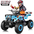 36 Volt Ride on Toys for Big Kids, Electric 4 Wheeler ATV with 500w Motor, Speed Control, Metal Frame, Suspension, Blue