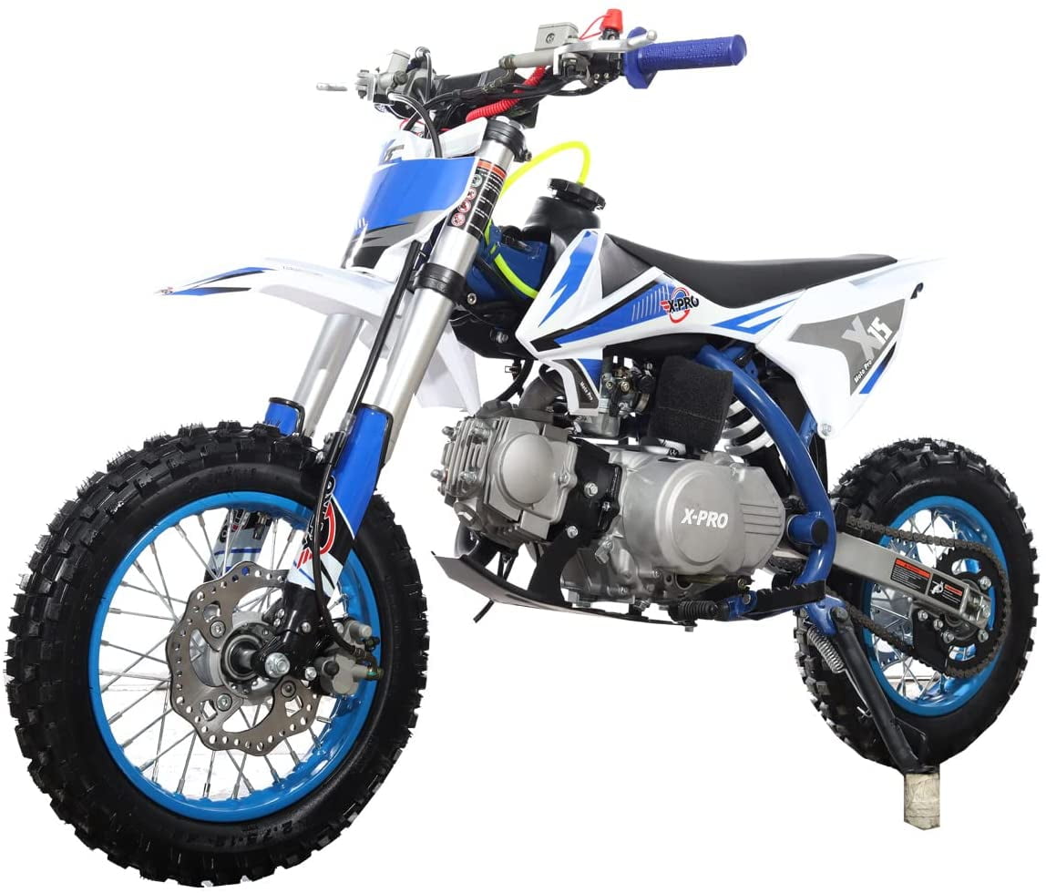 X-Pro Brand New 110cc Dirt Bike, Semi-Automatic Transmission Kick Start Chain Drive 12"/10" Wheels