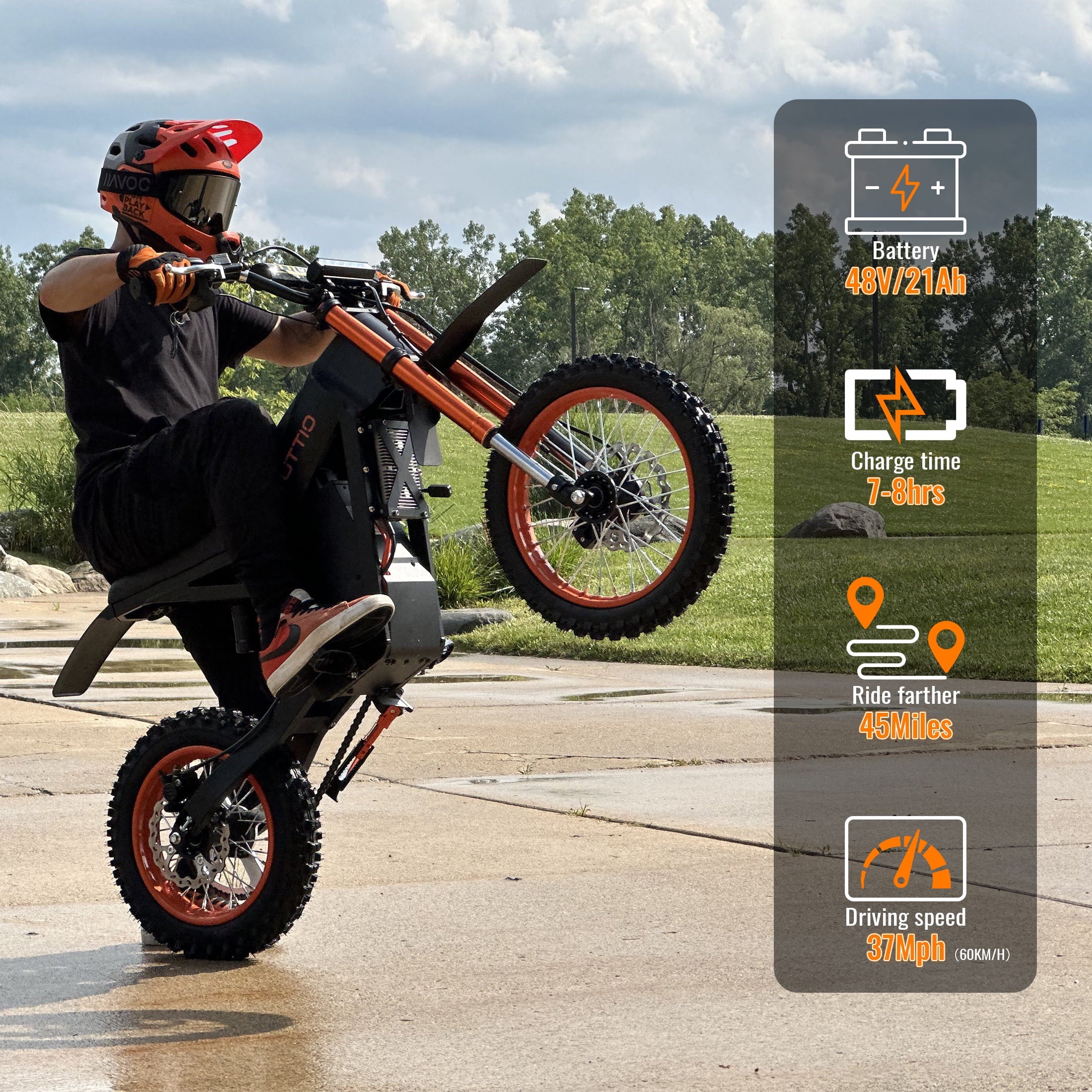 TUTTIO Soleil01 Electric Dirt Bike for Adults,200N.m High Torque, 2000W Motor, 48V 21Ah Battery, Top Speed ​​37Mph, All-terrain Electric Bicycles