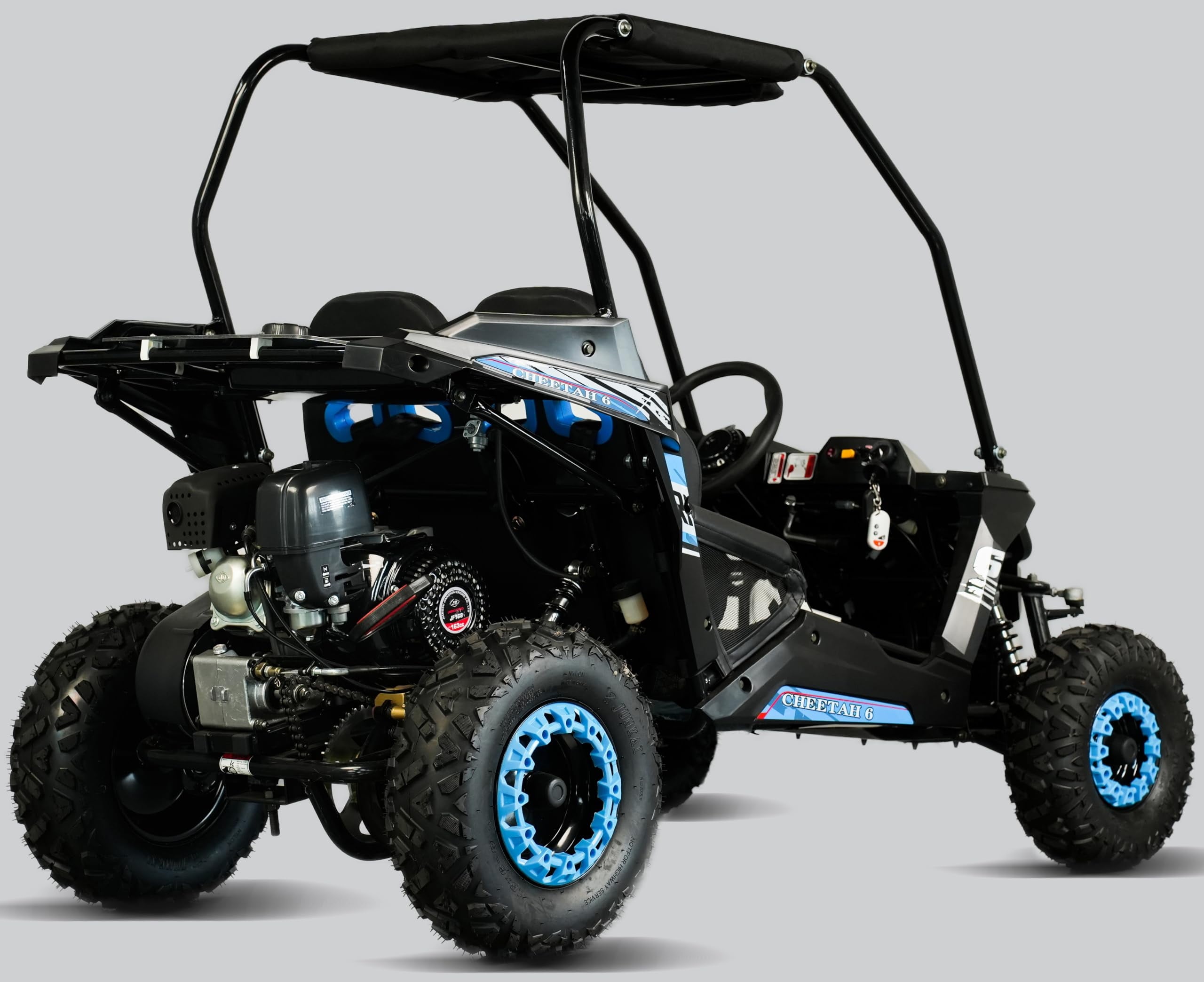 TrailMaster Cheetah 6 Youth Go-Kart - 163cc 5.5HP Engine, 4-Point Safety Belt, Remote Kill, Speed Governor, Suitable for Kids 6-12. with Pre-Assembled Version Now! (Pre-Assembled, Blue)