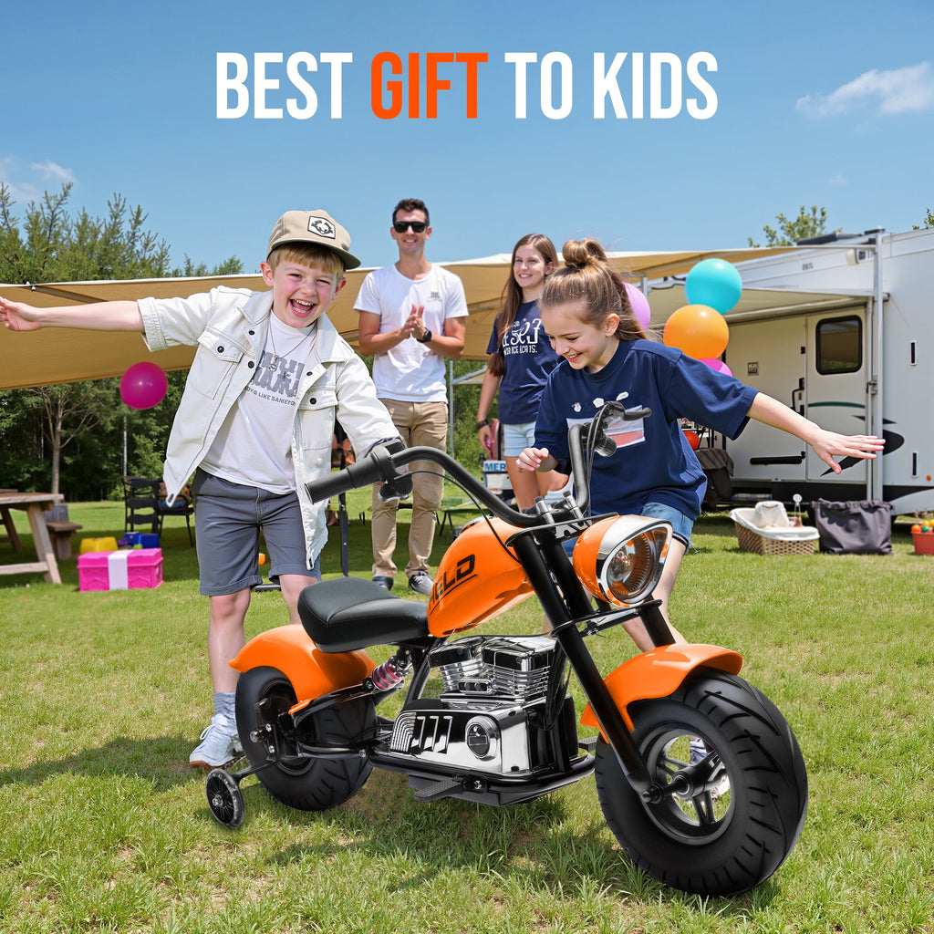 36V Electric Dirt Bike for Kids Teens, 350W Brushless Motor Ride On Motorcycle, 15.5 MPH, Rear Suspension, Bluetooth Music, Rubber Tires, Ride On Electric Motorcycle Toy for 13+ Yrs Boys Girls, Orang