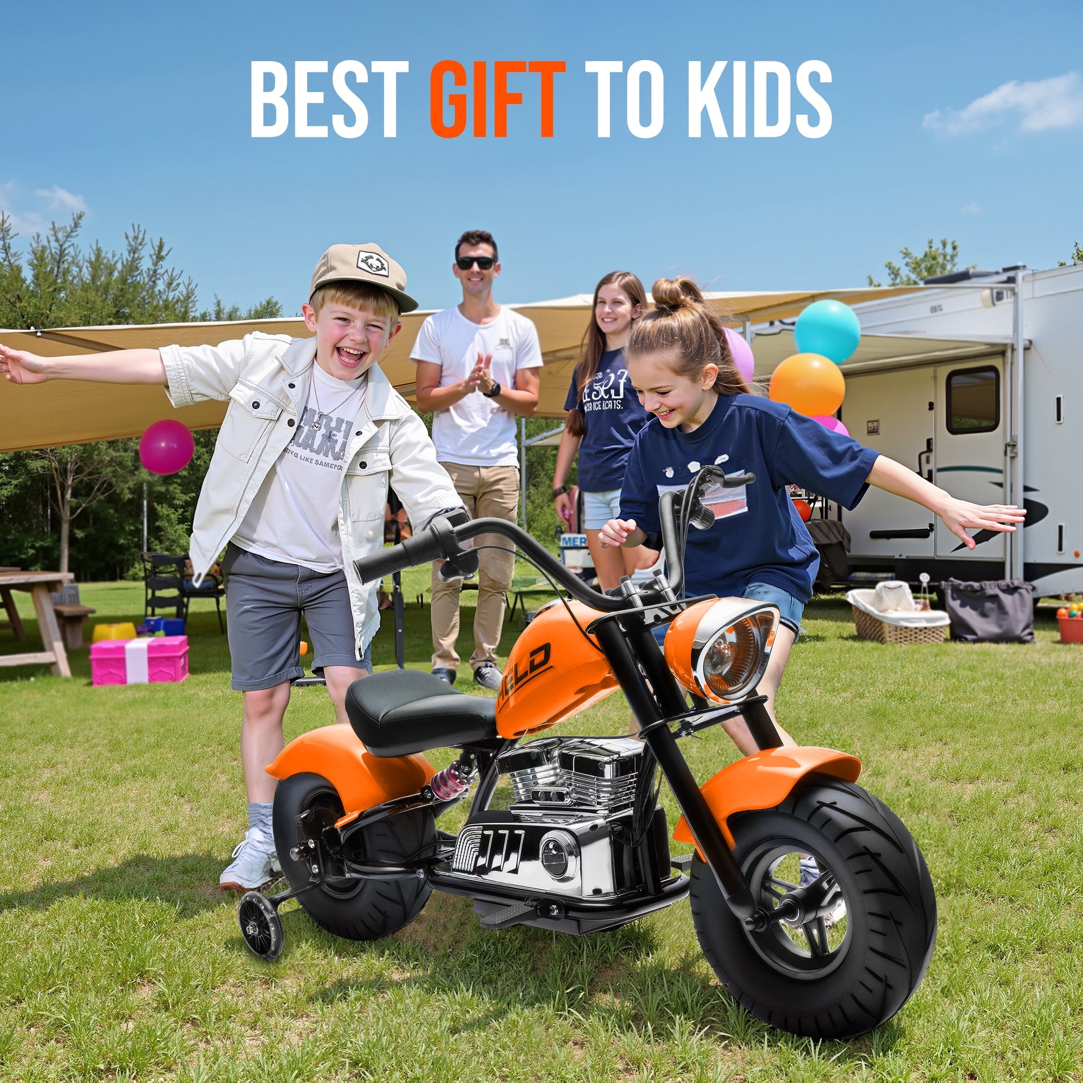 36V Electric Dirt Bike for Kids Teens, 350W Brushless Motor Ride On Motorcycle, 15.5 MPH, Rear Suspension, Bluetooth Music, Rubber Tires, Ride On Electric Motorcycle Toy for 13+ Yrs Boys Girls, Orang