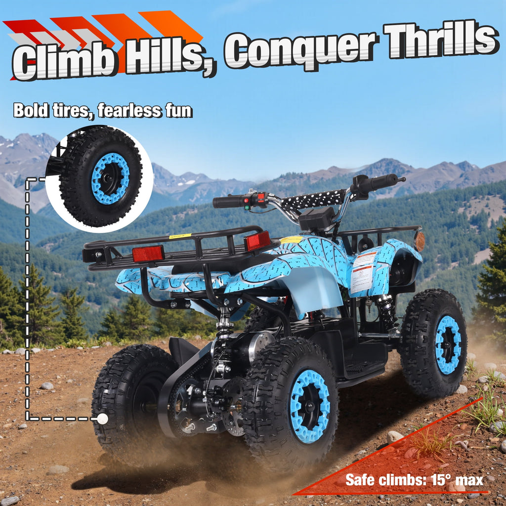 36 Volt Ride on Toys for Big Kids, Electric 4 Wheeler ATV with 500w Motor, Speed Control, Metal Frame, Suspension, Blue