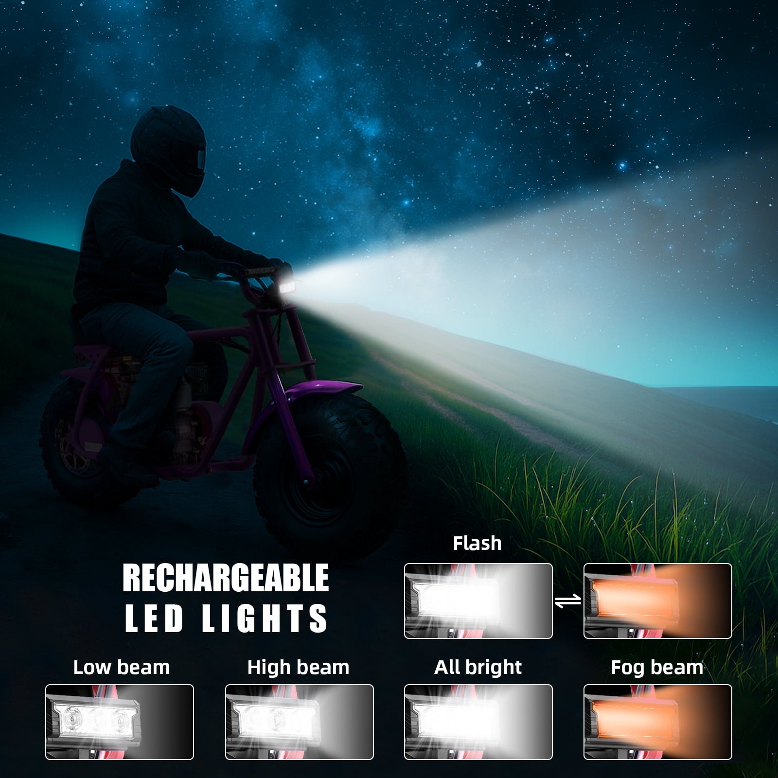 HOVERHEART Gas Mountain Bike, 105cc 4-Stroke Gas Powered Off Road Motorcycle (Model-MB001) with Led Lights, Disc Brake, Max Load 200Lbs, Up to 30Kph, NO OIL MIX REQUIRED