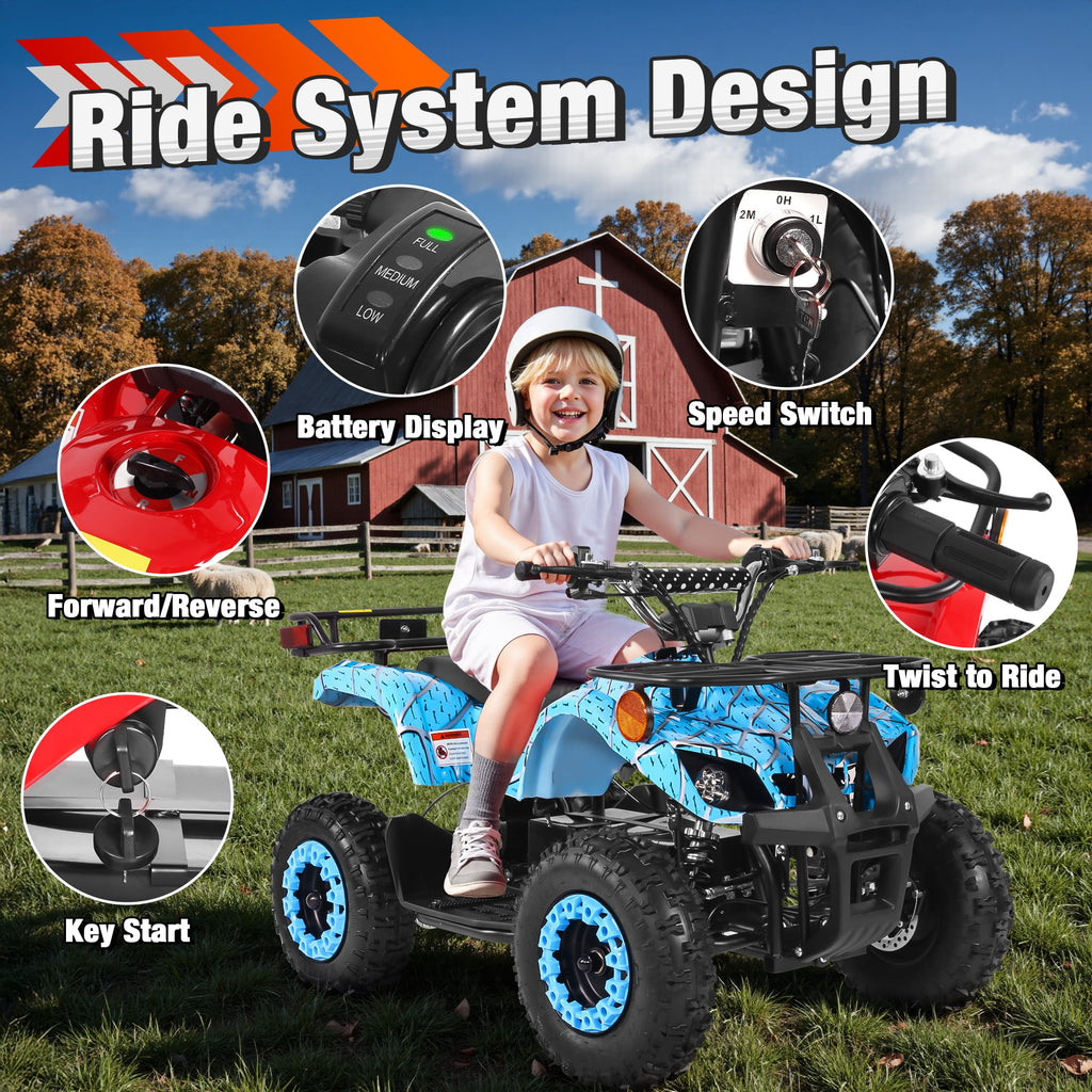 36 Volt Ride on Toys for Big Kids, Electric 4 Wheeler ATV with 500w Motor, Speed Control, Metal Frame, Suspension, Blue