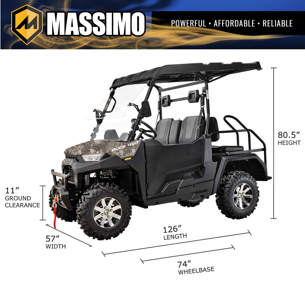 Massimo Buck 450X Side by Side UTV 4 Seat Golf Cart EFI 4 Stroke 352cc/25 HP with Touchscreen - Camouflage