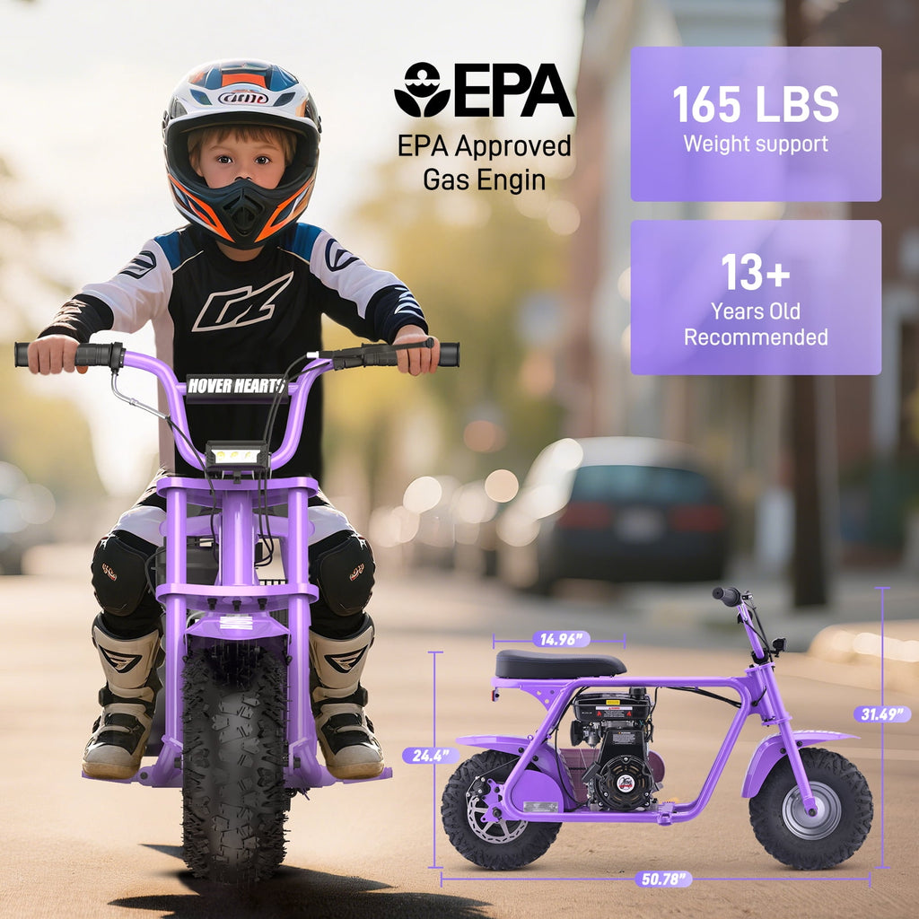 Aoemoe 99CC MB001 Gasoline Mini Dirt Bike,4-Stroke 18MPH Off Road Motorcycle, Weight Support Up to 165 LBS - Purple