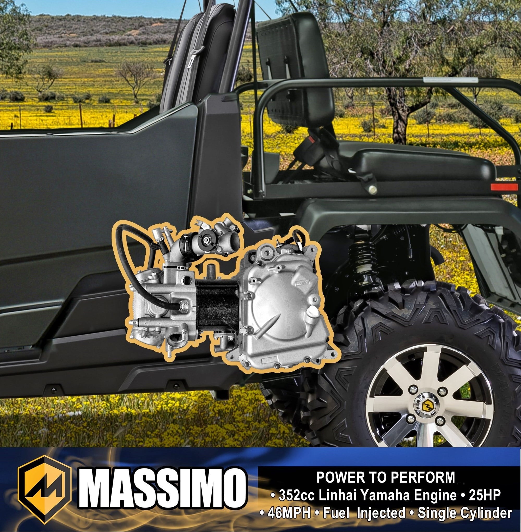 Massimo Buck 450X Side by Side UTV 4 Seat Golf Cart EFI 4 Stroke 352cc/25 HP with Touchscreen - Camouflage
