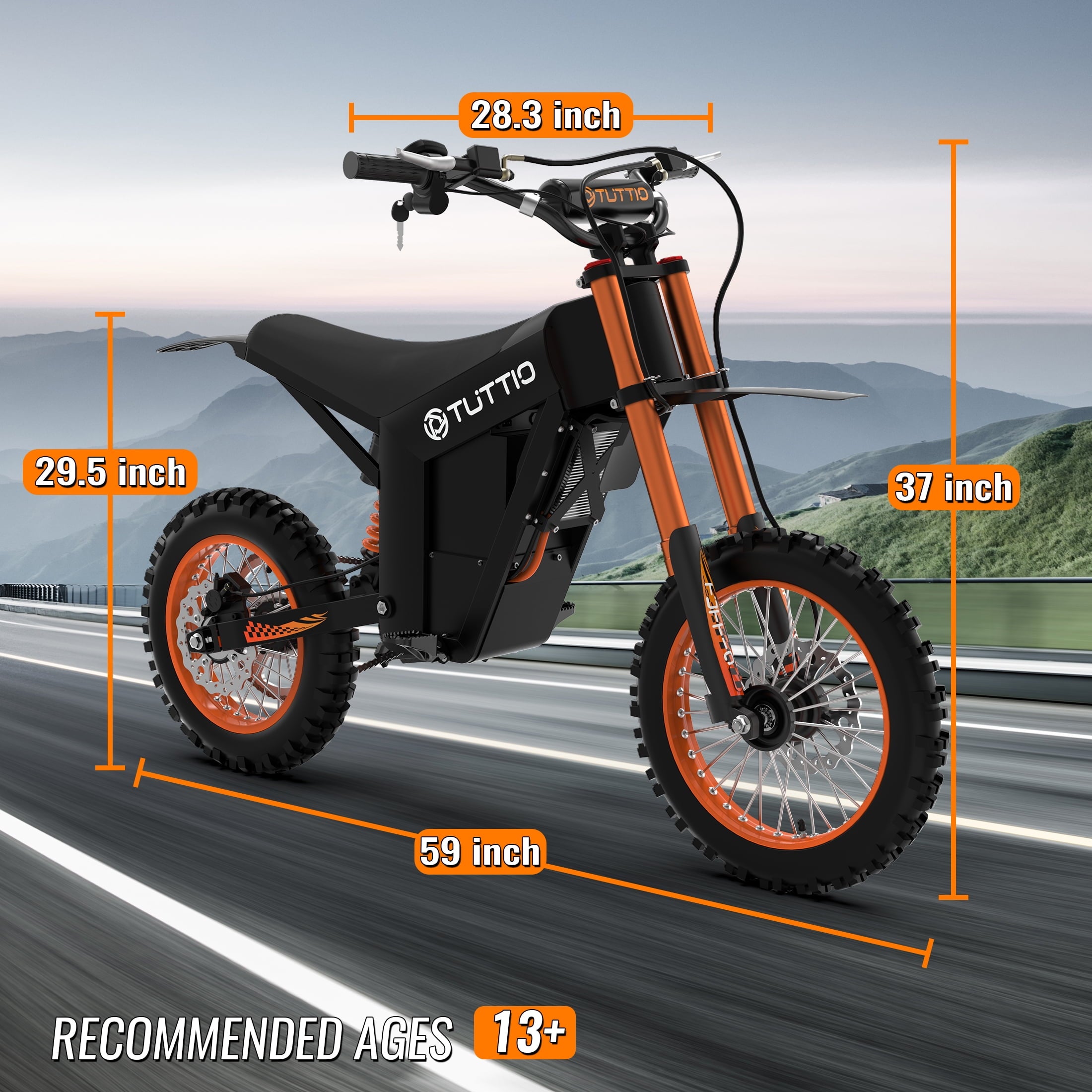 TUTTIO Soleil01 Electric Dirt Bike for Adults,200N.m High Torque, 2000W Motor, 48V 21Ah Battery, Top Speed ​​37Mph, All-terrain Electric Bicycles