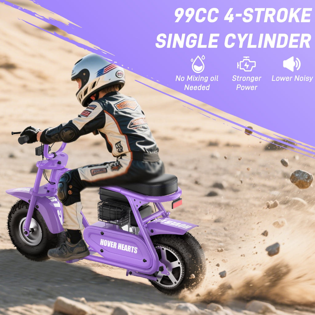 Aoemoe 99CC MB001 Gasoline Mini Dirt Bike,4-Stroke 18MPH Off Road Motorcycle, Weight Support Up to 165 LBS - Purple