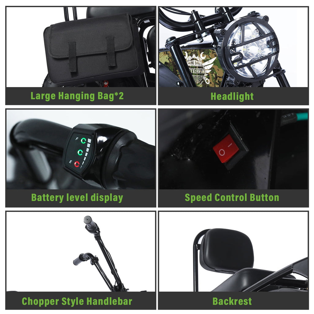 Oryxearth 36v 1000W Mini Bikes, Dirt Electric Bicycle for Adults, 0.47 gal, up to 21.8 mph, Camo