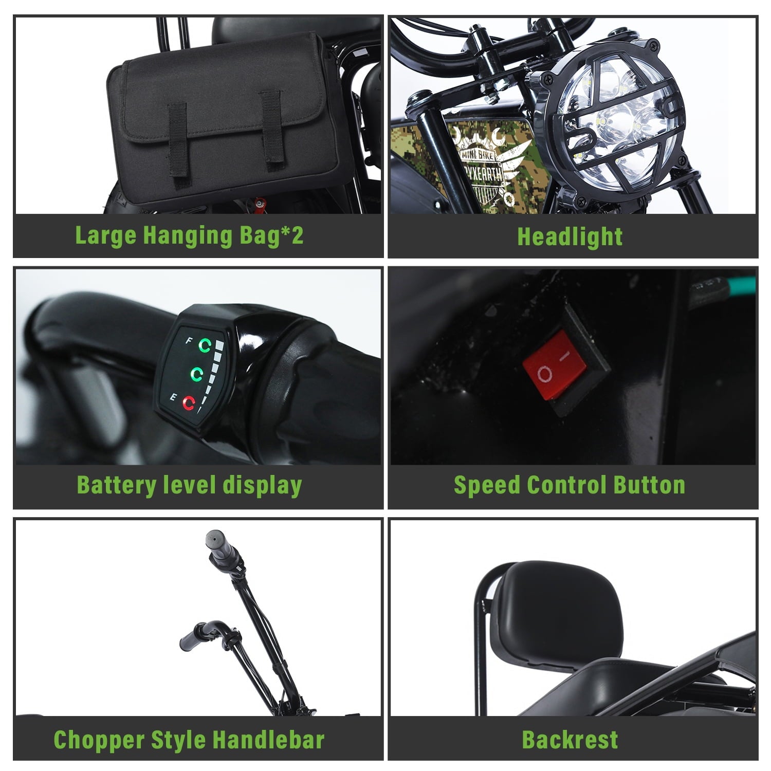 Oryxearth 36v 1000W Mini Bikes, Dirt Electric Bicycle for Adults, 0.47 gal, up to 21.8 mph, Camo