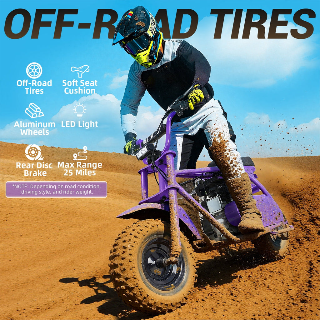 HOVERHEART Gas Mountain Bike, 105cc 4-Stroke Gas Powered Off Road Motorcycle (Model-MB001) with Led Lights, Disc Brake, Max Load 200Lbs, Up to 30Kph, NO OIL MIX REQUIRED