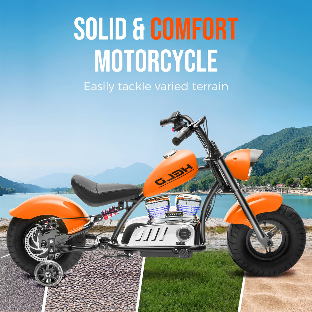 36V Electric Dirt Bike for Kids Teens, 350W Brushless Motor Ride On Motorcycle, 15.5 MPH, Rear Suspension, Bluetooth Music, Rubber Tires, Ride On Electric Motorcycle Toy for 13+ Yrs Boys Girls, Orang