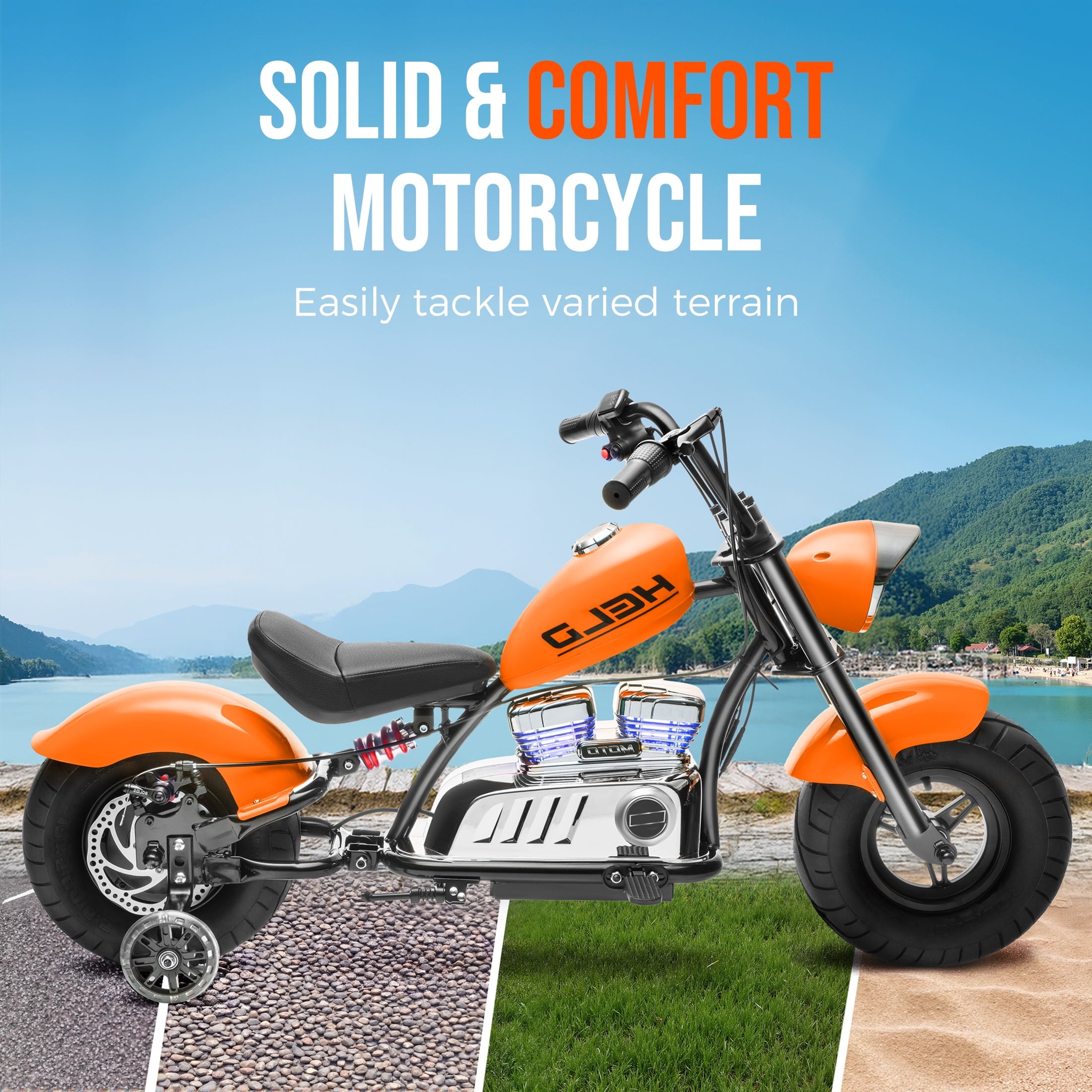 36V Electric Dirt Bike for Kids Teens, 350W Brushless Motor Ride On Motorcycle, 15.5 MPH, Rear Suspension, Bluetooth Music, Rubber Tires, Ride On Electric Motorcycle Toy for 13+ Yrs Boys Girls, Orang