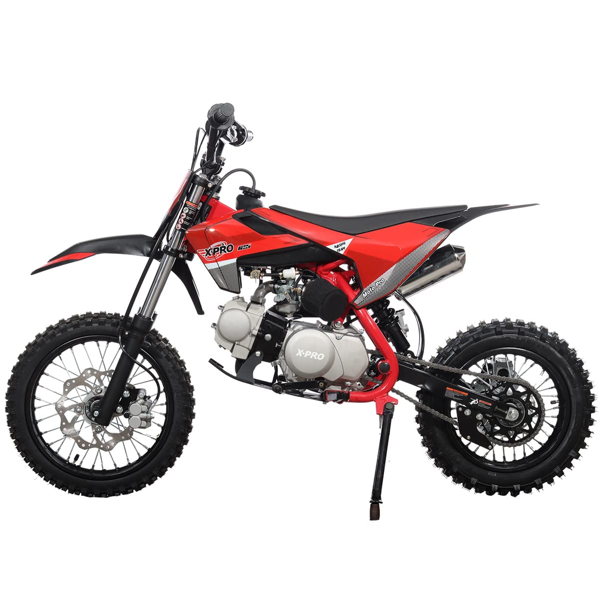 X-Pro Brand New 125cc Gas Pit Dirt Bike, 4-Speed Semi-Automatic Kick Start 14"/12" Tires