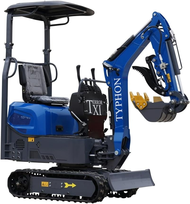 TYPHON Storm Mini Excavator - 1.1 Ton Trench Digger with Boom Swing, Bucket